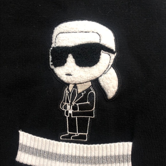 New Karl Lagerfeld Black and White Cardigan with Patches S - Picture 5 of 7